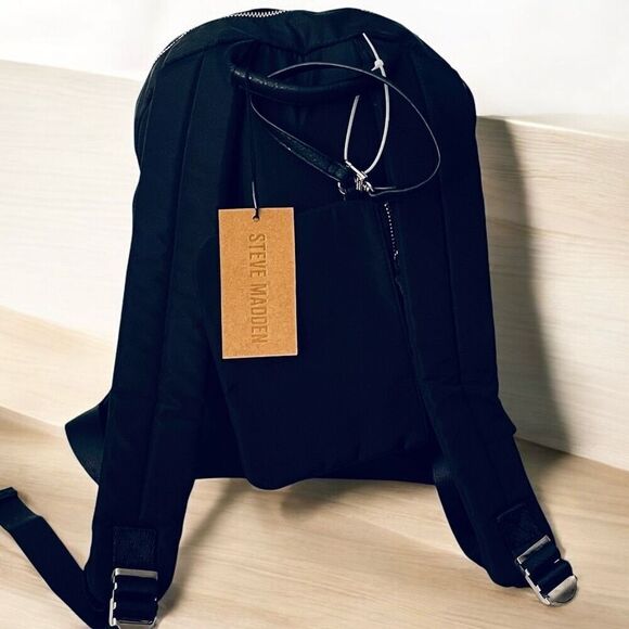 NWT Steve Madden BRICHH Black Signature Logo Multi pockets Backpack Bag & Pouch main image 6